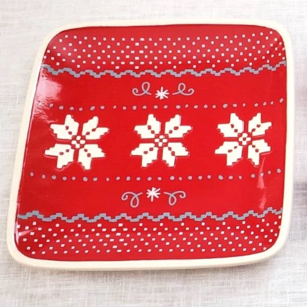Hallmark Snowflake Snow Fair Isle Christmas Holiday Sweater Plate Serving Dish❄️